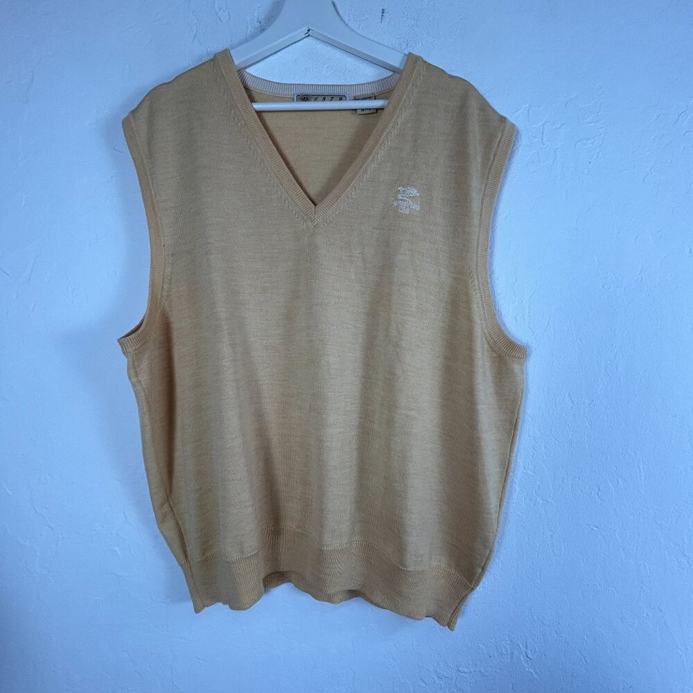 Joey Rodolfo Mens Merino Wool Knit V-Neck Sweater Vest XL Beige Pullover Casual